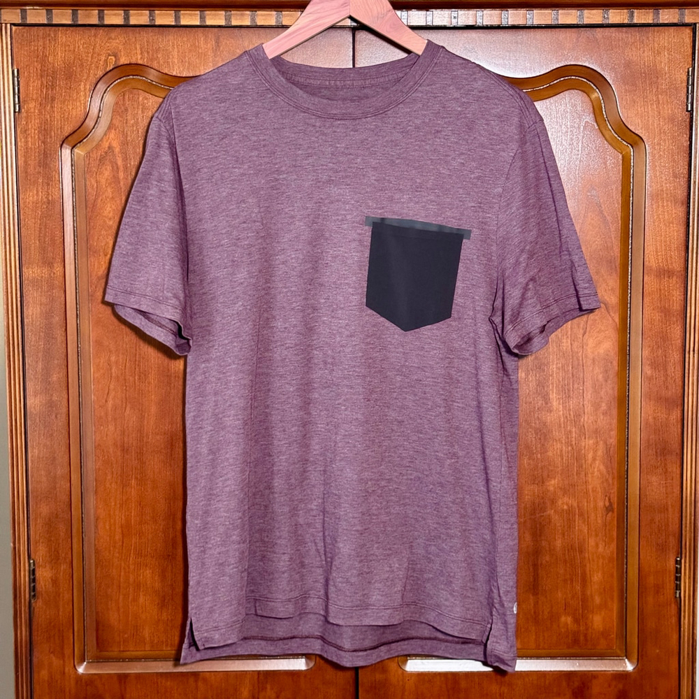 Men's Lululemon Heather Maroon Pocket Tee Size M